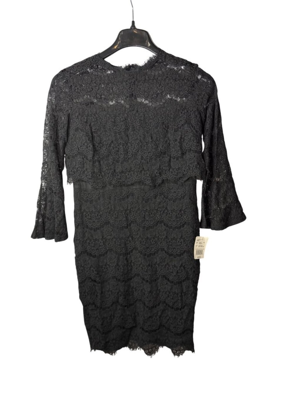 Marina Black Lace Midi Shift Dress Size 12 Lined New